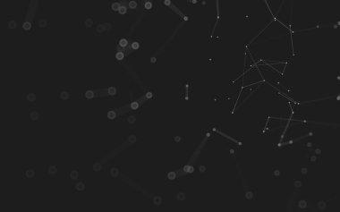 Soyut arkaplan. Çokgen şekilli molekül teknolojisi, noktaları ve çizgileri birleştiriyor. Bağlantı yapısı. Büyük veri görselleştirmesi. 