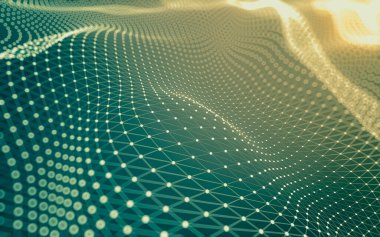 Soyut arkaplan. Çokgen şekilli molekül teknolojisi, noktaları ve çizgileri birleştiriyor. Bağlantı yapısı. Büyük veri görselleştirmesi.