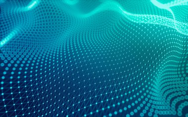 Soyut arkaplan. Çokgen şekilli molekül teknolojisi, noktaları ve çizgileri birleştiriyor. Bağlantı yapısı. Büyük veri görselleştirmesi.