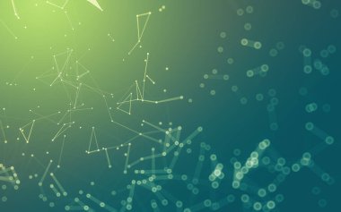 Soyut arkaplan. Çokgen şekilli molekül teknolojisi, noktaları ve çizgileri birleştiriyor. Bağlantı yapısı. Büyük veri görselleştirmesi.