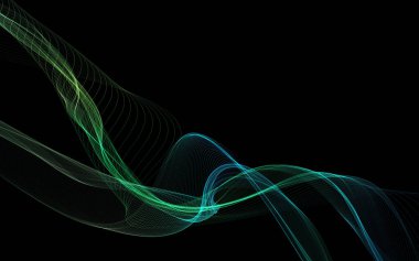 Parlayan soyut dalgalar ve soyut arkaplan ile koyu soyut arkaplan