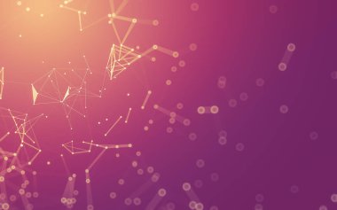 Soyut arkaplan. Çokgen şekilli molekül teknolojisi, noktaları ve çizgileri birleştiriyor. Bağlantı yapısı. Büyük veri görselleştirmesi.