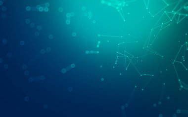 Soyut arkaplan. Çokgen şekilli molekül teknolojisi, noktaları ve çizgileri birleştiriyor. Bağlantı yapısı. Büyük veri görselleştirmesi.