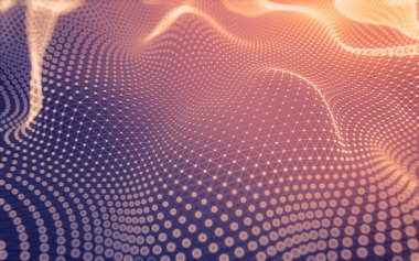 Soyut arkaplan. Çokgen şekilli molekül teknolojisi, noktaları ve çizgileri birleştiriyor. Bağlantı yapısı. Büyük veri görselleştirmesi.