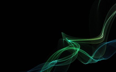 Parlayan soyut dalgalar ve soyut arkaplan ile koyu soyut arkaplan