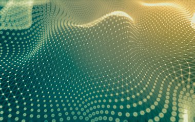 Soyut arkaplan. Çokgen şekilli molekül teknolojisi, noktaları ve çizgileri birleştiriyor. Bağlantı yapısı. Büyük veri görselleştirmesi.