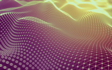 Soyut arkaplan. Çokgen şekilli molekül teknolojisi, noktaları ve çizgileri birleştiriyor. Bağlantı yapısı. Büyük veri görselleştirmesi.