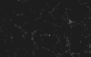 Soyut arkaplan. Çokgen şekilli molekül teknolojisi, noktaları ve çizgileri birleştiriyor. Bağlantı yapısı. Büyük veri görselleştirmesi. 