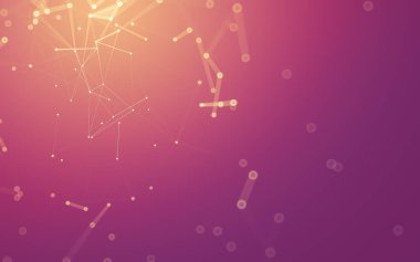 Soyut arkaplan. Çokgen şekilli molekül teknolojisi, noktaları ve çizgileri birleştiriyor. Bağlantı yapısı. Büyük veri görselleştirmesi.