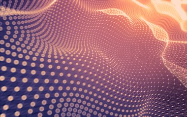 Soyut arkaplan. Çokgen şekilli molekül teknolojisi, noktaları ve çizgileri birleştiriyor. Bağlantı yapısı. Büyük veri görselleştirmesi.