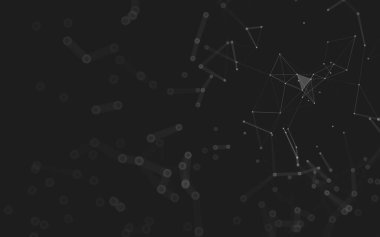 Soyut arkaplan. Çokgen şekilli molekül teknolojisi, noktaları ve çizgileri birleştiriyor. Bağlantı yapısı. Büyük veri görselleştirmesi. 