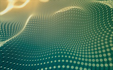 Soyut arkaplan. Çokgen şekilli molekül teknolojisi, noktaları ve çizgileri birleştiriyor. Bağlantı yapısı. Büyük veri görselleştirmesi.