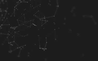 Soyut arkaplan. Çokgen şekilli molekül teknolojisi, noktaları ve çizgileri birleştiriyor. Bağlantı yapısı. Büyük veri görselleştirmesi. 