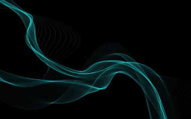 Parlayan soyut dalgalar ve soyut arkaplan ile koyu soyut arkaplan