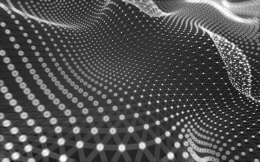 Soyut arkaplan. Çokgen şekilli molekül teknolojisi, noktaları ve çizgileri birleştiriyor. Bağlantı yapısı. Büyük veri görselleştirmesi. 