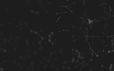 Soyut arkaplan. Çokgen şekilli molekül teknolojisi, noktaları ve çizgileri birleştiriyor. Bağlantı yapısı. Büyük veri görselleştirmesi. 