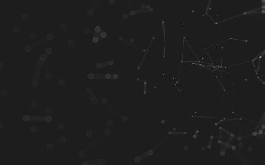 Soyut arkaplan. Çokgen şekilli molekül teknolojisi, noktaları ve çizgileri birleştiriyor. Bağlantı yapısı. Büyük veri görselleştirmesi. 