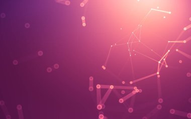 Soyut arkaplan. Çokgen şekilli molekül teknolojisi, noktaları ve çizgileri birleştiriyor. Bağlantı yapısı. Büyük veri görselleştirmesi.