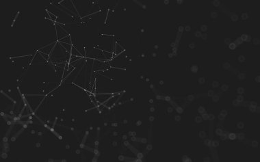 Soyut arkaplan. Çokgen şekilli molekül teknolojisi, noktaları ve çizgileri birleştiriyor. Bağlantı yapısı. Büyük veri görselleştirmesi. 