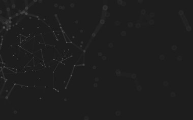 Soyut arkaplan. Çokgen şekilli molekül teknolojisi, noktaları ve çizgileri birleştiriyor. Bağlantı yapısı. Büyük veri görselleştirmesi. 