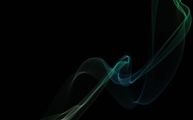 Parlayan soyut dalgalar ve soyut arkaplan ile koyu soyut arkaplan