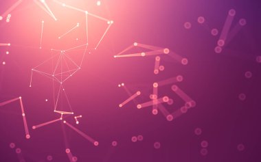 Soyut arkaplan. Çokgen şekilli molekül teknolojisi, noktaları ve çizgileri birleştiriyor. Bağlantı yapısı. Büyük veri görselleştirmesi.