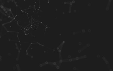 Soyut arkaplan. Çokgen şekilli molekül teknolojisi, noktaları ve çizgileri birleştiriyor. Bağlantı yapısı. Büyük veri görselleştirmesi. 