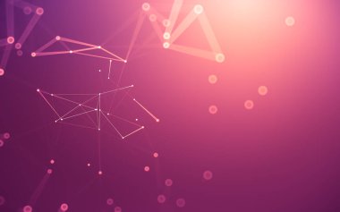 Soyut arkaplan. Çokgen şekilli molekül teknolojisi, noktaları ve çizgileri birleştiriyor. Bağlantı yapısı. Büyük veri görselleştirmesi.