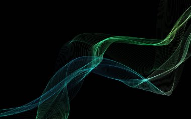 Parlayan soyut dalgalar ve soyut arkaplan ile koyu soyut arkaplan