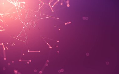 Soyut arkaplan. Çokgen şekilli molekül teknolojisi, noktaları ve çizgileri birleştiriyor. Bağlantı yapısı. Büyük veri görselleştirmesi.