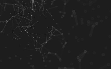 Soyut arkaplan. Çokgen şekilli molekül teknolojisi, noktaları ve çizgileri birleştiriyor. Bağlantı yapısı. Büyük veri görselleştirmesi. 