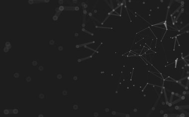 Soyut arkaplan. Çokgen şekilli molekül teknolojisi, noktaları ve çizgileri birleştiriyor. Bağlantı yapısı. Büyük veri görselleştirmesi. 