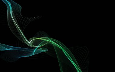 Parlayan soyut dalgalar ve soyut arkaplan ile koyu soyut arkaplan