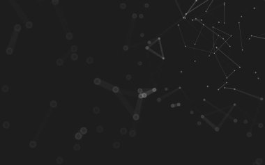 Soyut arkaplan. Çokgen şekilli molekül teknolojisi, noktaları ve çizgileri birleştiriyor. Bağlantı yapısı. Büyük veri görselleştirmesi. 