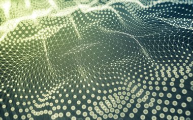 Soyut arkaplan. Çokgen şekilli molekül teknolojisi, noktaları ve çizgileri birleştiriyor. Bağlantı yapısı. Büyük veri görselleştirmesi.