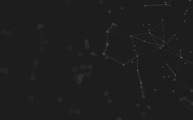 Soyut arkaplan. Çokgen şekilli molekül teknolojisi, noktaları ve çizgileri birleştiriyor. Bağlantı yapısı. Büyük veri görselleştirmesi. 