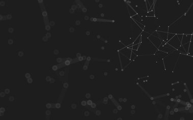 Soyut arkaplan. Çokgen şekilli molekül teknolojisi, noktaları ve çizgileri birleştiriyor. Bağlantı yapısı. Büyük veri görselleştirmesi. 