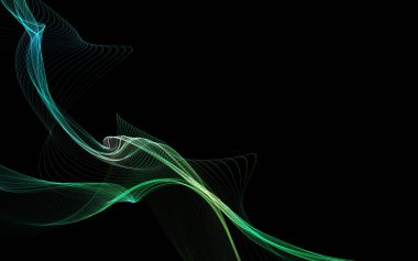 Parlayan soyut dalgalar ve soyut arkaplan ile koyu soyut arkaplan