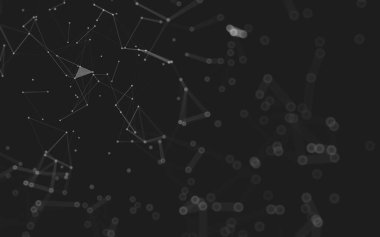 Soyut arkaplan. Çokgen şekilli molekül teknolojisi, noktaları ve çizgileri birleştiriyor. Bağlantı yapısı. Büyük veri görselleştirmesi. 