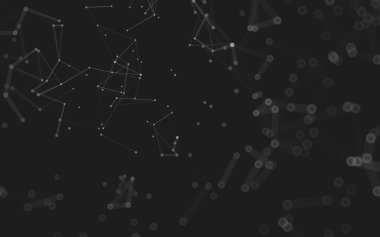 Soyut arkaplan. Çokgen şekilli molekül teknolojisi, noktaları ve çizgileri birleştiriyor. Bağlantı yapısı. Büyük veri görselleştirmesi. 