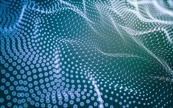 Soyut arkaplan. Çokgen şekilli molekül teknolojisi, noktaları ve çizgileri birleştiriyor. Bağlantı yapısı. Büyük veri görselleştirmesi.