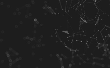 Soyut arkaplan. Çokgen şekilli molekül teknolojisi, noktaları ve çizgileri birleştiriyor. Bağlantı yapısı. Büyük veri görselleştirmesi. 