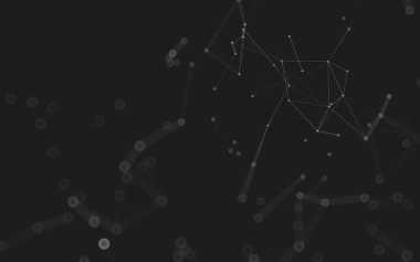 Soyut arkaplan. Çokgen şekilli molekül teknolojisi, noktaları ve çizgileri birleştiriyor. Bağlantı yapısı. Büyük veri görselleştirmesi. 