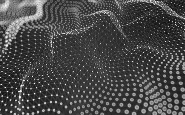 Soyut arkaplan. Çokgen şekilli molekül teknolojisi, noktaları ve çizgileri birleştiriyor. Bağlantı yapısı. Büyük veri görselleştirmesi. 