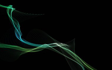 Parlayan soyut dalgalar ve soyut arkaplan ile koyu soyut arkaplan