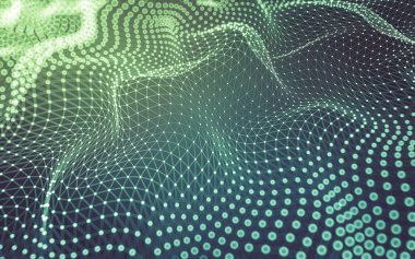 Soyut arkaplan. Çokgen şekilli molekül teknolojisi, noktaları ve çizgileri birleştiriyor. Bağlantı yapısı. Büyük veri görselleştirmesi.