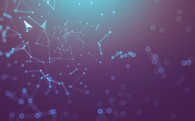 Soyut arkaplan. Çokgen şekilli molekül teknolojisi, noktaları ve çizgileri birleştiriyor. Bağlantı yapısı. Büyük veri görselleştirmesi.