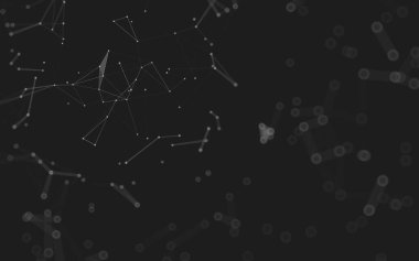 Soyut arkaplan. Çokgen şekilli molekül teknolojisi, noktaları ve çizgileri birleştiriyor. Bağlantı yapısı. Büyük veri görselleştirmesi. 