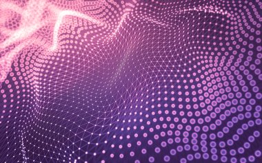 Soyut arkaplan. Çokgen şekilli molekül teknolojisi, noktaları ve çizgileri birleştiriyor. Bağlantı yapısı. Büyük veri görselleştirmesi.