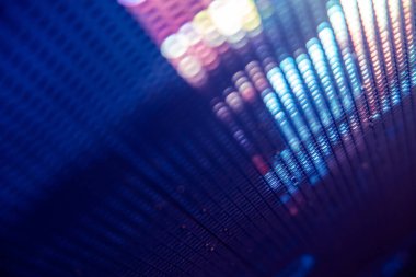 Yakın plan LED bulanık ekran. LED yumuşak odak arkaplanı. Tasarım için soyut arkaplan ideali.